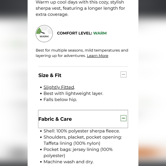 Women's Bean's Sherpa Fleece Long Tall Vest Vintage Indigo/Blue size L - Picture 4 of 7